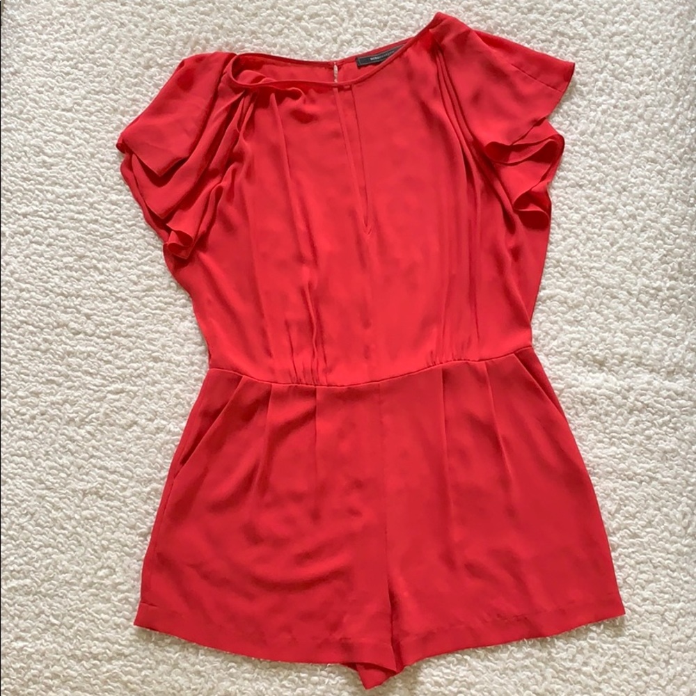 BCBG MaxAzria Hot Pink Peekaboo Romper w/ Pockets